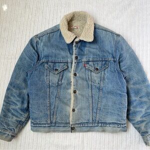 Vintage 70’s Levi's Red Tab Men's Sherpa Lined Denim Jean Jacket | Size L